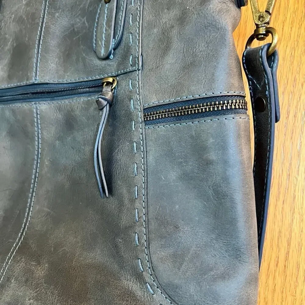 NINO BOSSI  blue satchel leather handbag